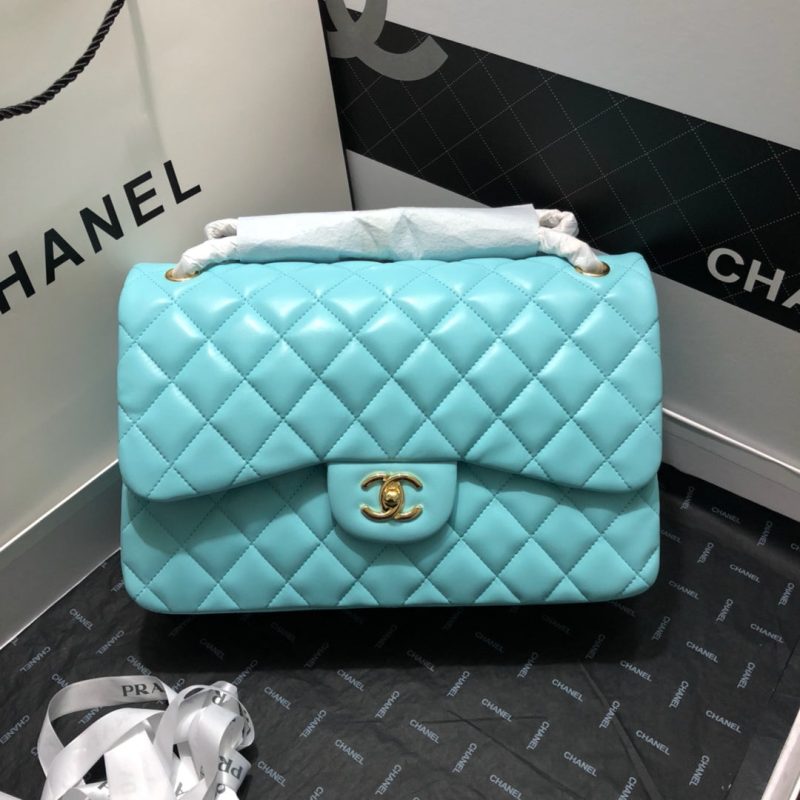 CHLLarge Classic Handbag Gold Hardware Blue For Women, Women’s Handbags, Shoulder Bags 11.8in/30cm - Image 3