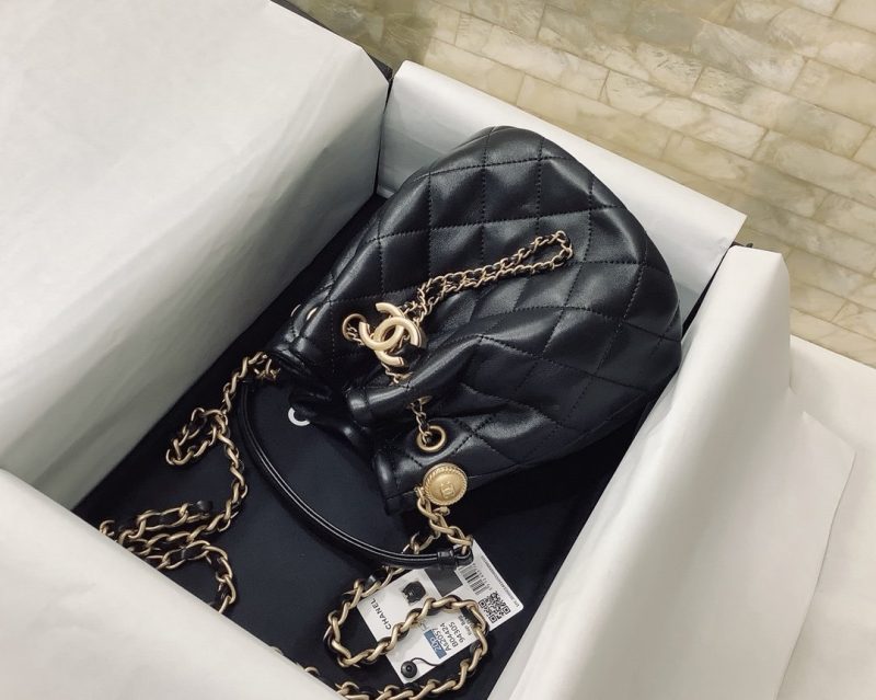 CHL Classic Bucket Bag Gold Toned Hardware Black For Women 7.8in/20cm - Image 5