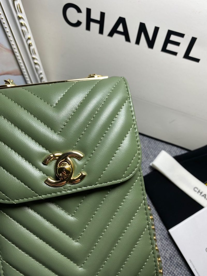 CHL Chevron Trendy CHL Phone Olive Bag For Women 18cm/7in - Image 9
