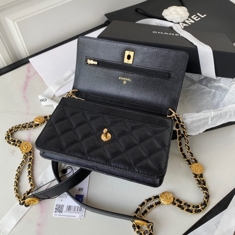 CHL Clutch With Chain Gold Hardware Black For Women, Women’s Handbags, Shoulder Bags 7.1in/18cm AP2860 - Image 7