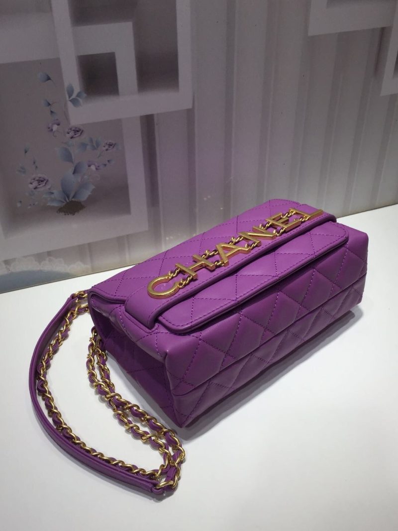 CHLFront Logo Small Flap Bag Gold Hardware Purple For Women, Women’s Handbags, Shoulder Bags 8.2in/21cm AS1490 - Image 5