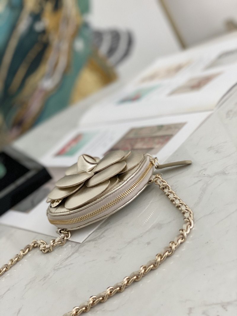 CHL Camellia Clutch With Chain Gold Bag For Women 11cm/4in - Image 6