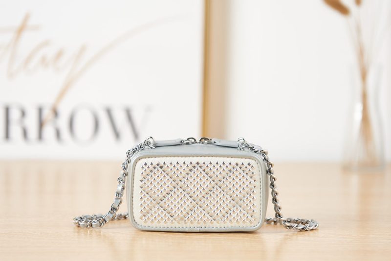 CHL Crystal Small Vanity with Chain White/Silver Bag For Women 10cm/4in - Image 9