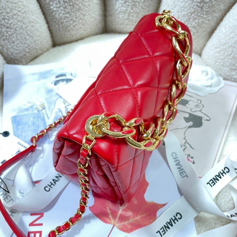 CHL Flap Bag Gold Hardware Red For Women, Women’s Handbags, Shoulder Bags 7.9in/20cm AS3366 - Image 8