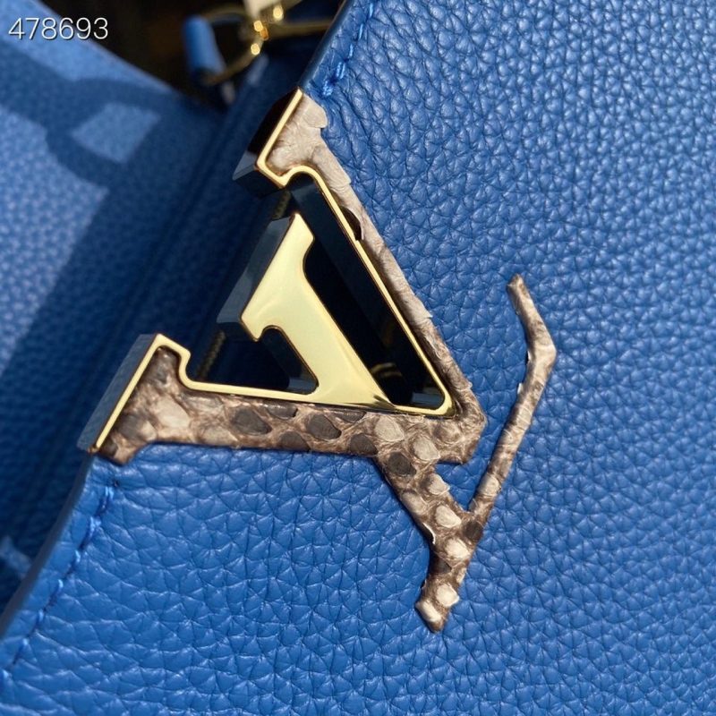 LV Woven Capucines Python Handle Bag 27cm Taurillon Leather Spring/Summer 2021 Collection N98388, Blue - Image 6