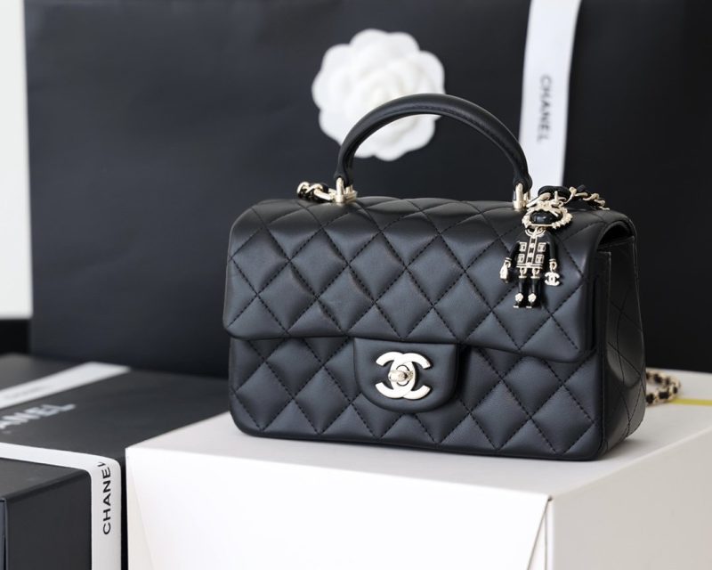 CHL Flap Bag Mini Doll Handle Bag 20cm Black - Image 4