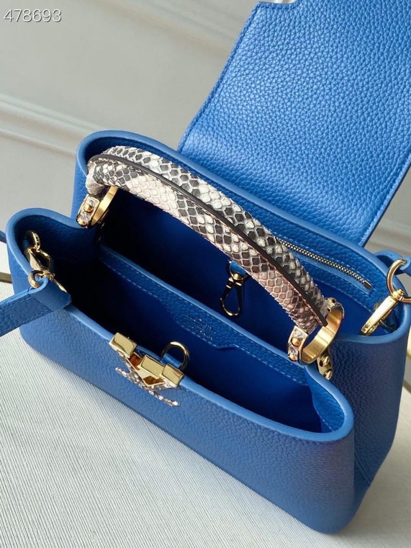LV Woven Capucines Python Handle Bag 27cm Taurillon Leather Spring/Summer 2021 Collection N98388, Blue - Image 3