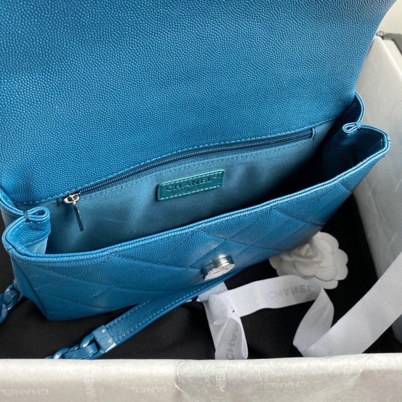 CHLFlap Bag Red Hardware Grained Blue For Women, Women’s Handbags, Shoulder Bags 9.4in/24cm AS2303 - Image 9