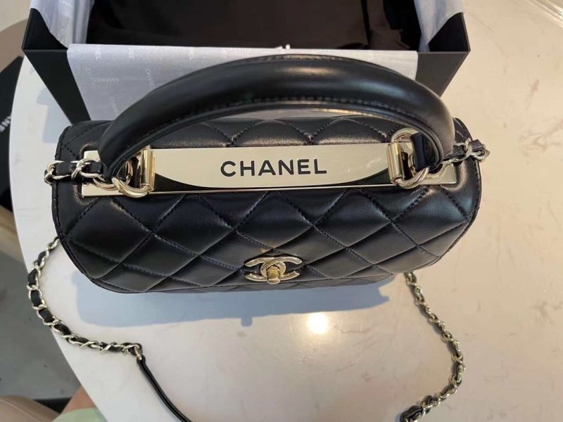 CHL Classic Flap Bag Gold Toned Hardware Black 9.8in/25cm - Image 2