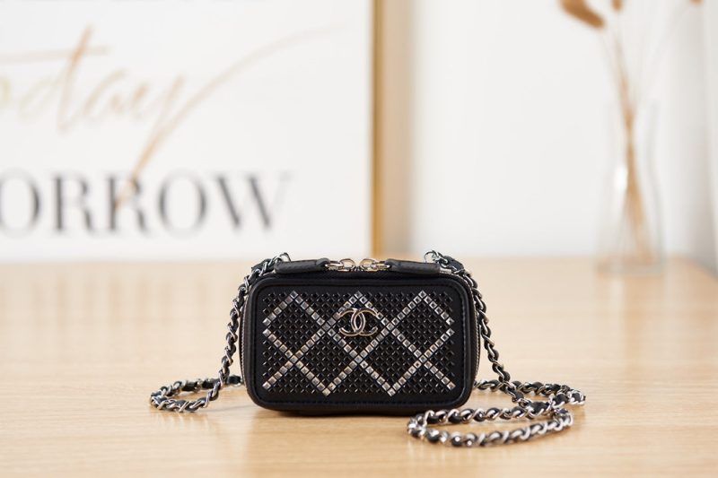 CHL Crystal Small Vanity with Chain Black/Silver Bag For Women 10cm/4in - Image 6