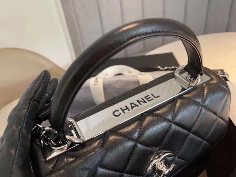 CHL Classic Flap Bag Silver Hardware Black 9.8in/25cm - Image 5