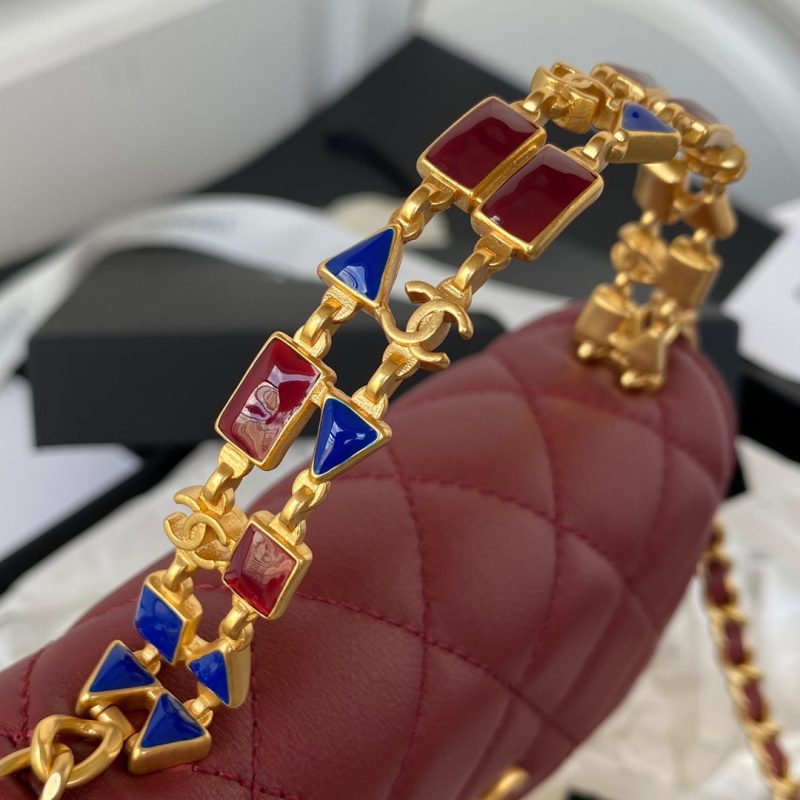 CHL Clutch With Chain Gold Hardware Red For Women, Women’s Handbags, Shoulder Bags 5.7in/14.5cm - Image 4