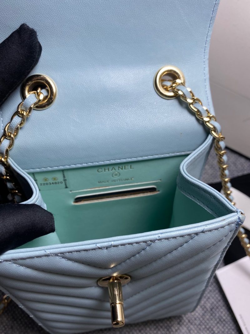 CHL Chevron Trendy CHL Phone Light Blue Bag For Women 18cm/7in - Image 5