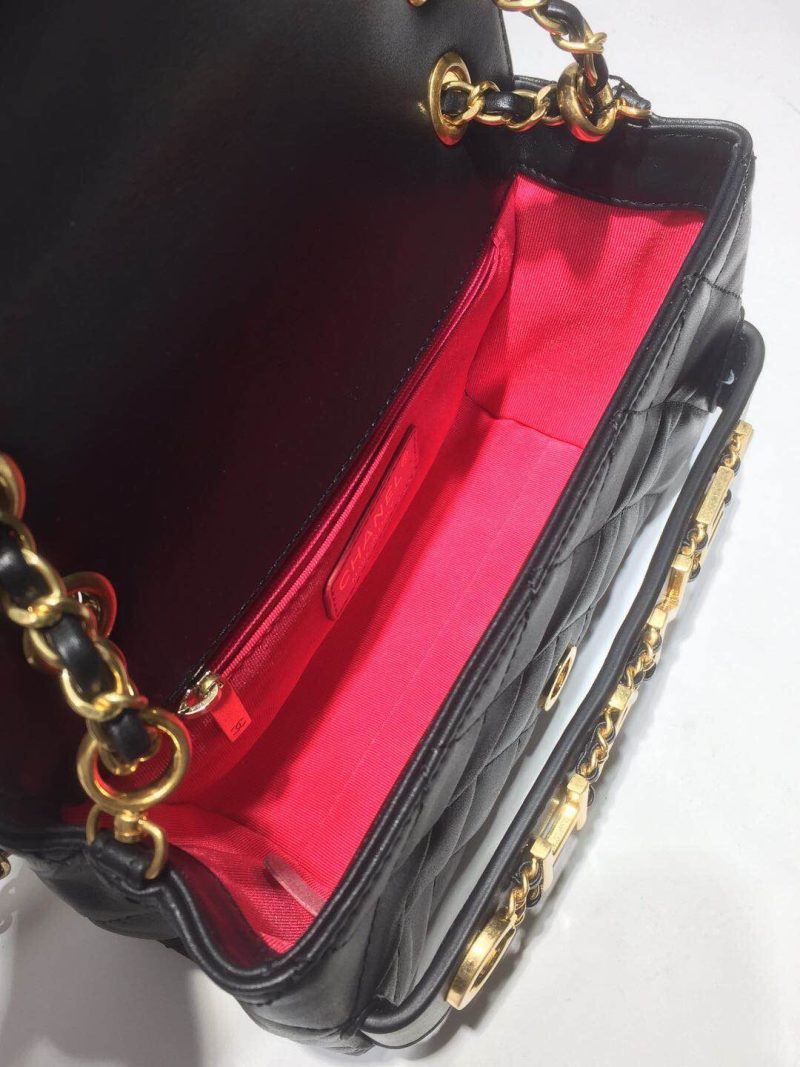 CHLFront Logo Small Flap Bag Gold Hardware Black For Women, Women’s Handbags, Shoulder Bags 8.2in/21cmAS1490 - Image 5