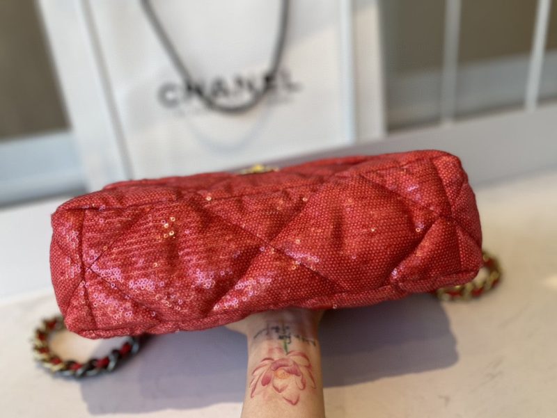 CHL 19 Flap Bag Gold Hardware Red For Women, Women’s Handbags, Shoulder Bags 10.2in/26cm AS1160 - Image 4