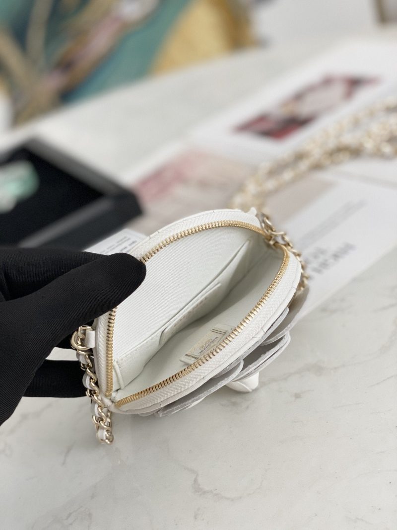 CHL Camellia Clutch With Chain White Bag For Women 11cm/4in - Image 6