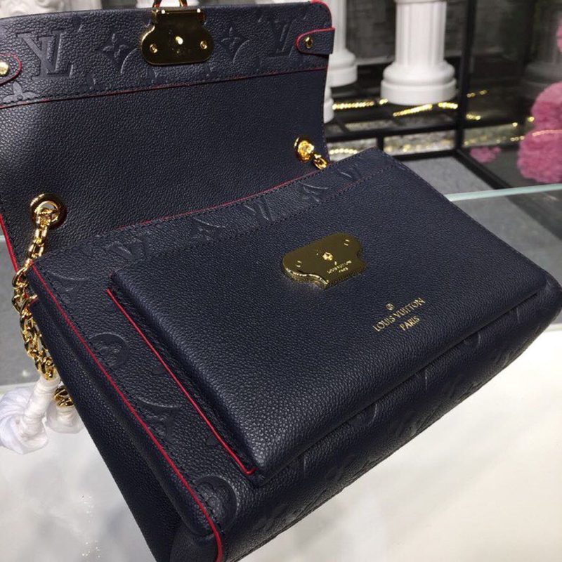 LV Vavin PM Monogram Empreinte Navy Blue/Red For Women, Women’s Handbags, Shoulder And Crossbody Bags 9.8in/25cm LV M52271 - Image 5