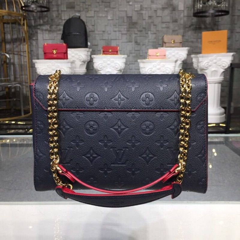 LV Vavin PM Monogram Empreinte Navy Blue/Red For Women, Women’s Handbags, Shoulder And Crossbody Bags 9.8in/25cm LV M52271 - Image 4
