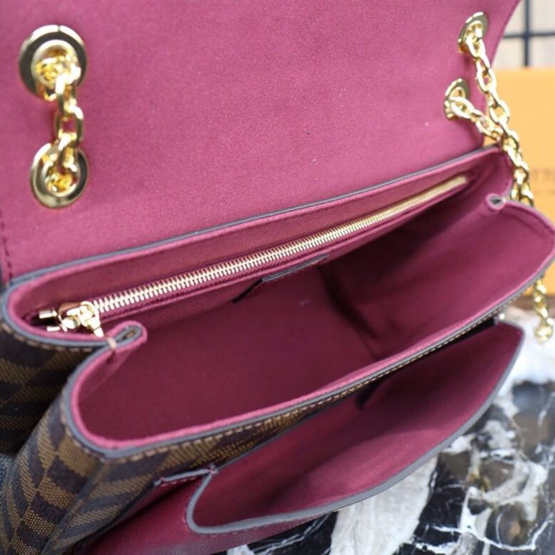 LV Vavin PM Damier Ebene Canvas Bordeaux Red For Women, Women’s Handbags, Shoulder Bags 9.8in/25cm LV N40109 - Image 9