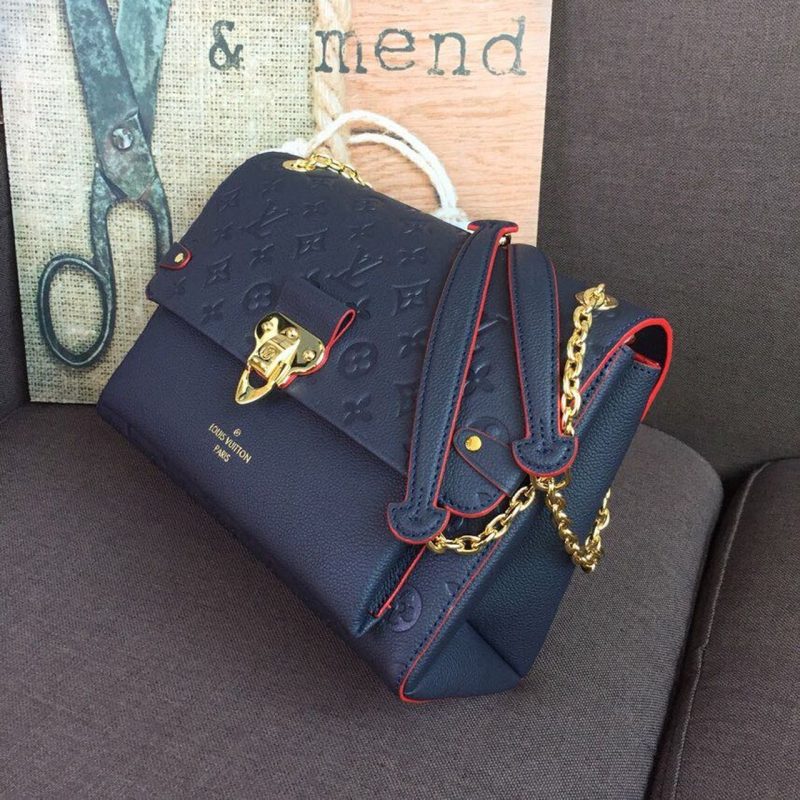 LV Vavin MM Monogram Empreinte Navy Blue For Women, Women’s Handbags, Shoulder And Crossbody Bags 9.8in/25cm LV M43925 - Image 3