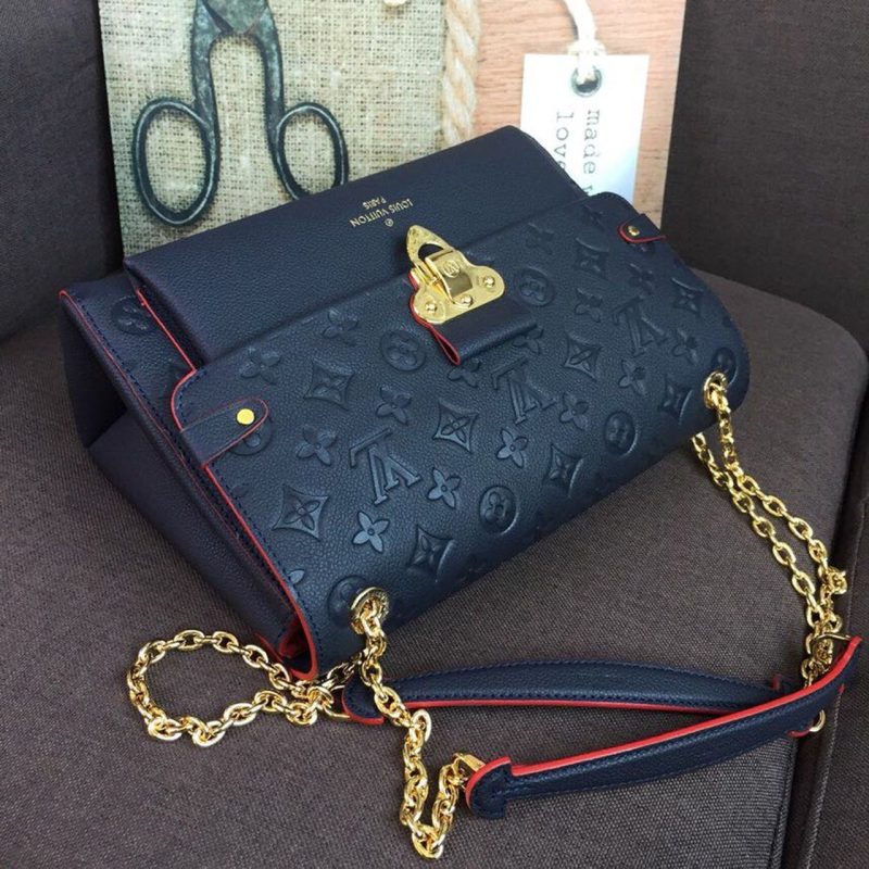 LV Vavin MM Monogram Empreinte Navy Blue For Women, Women’s Handbags, Shoulder And Crossbody Bags 9.8in/25cm LV M43925 - Image 4