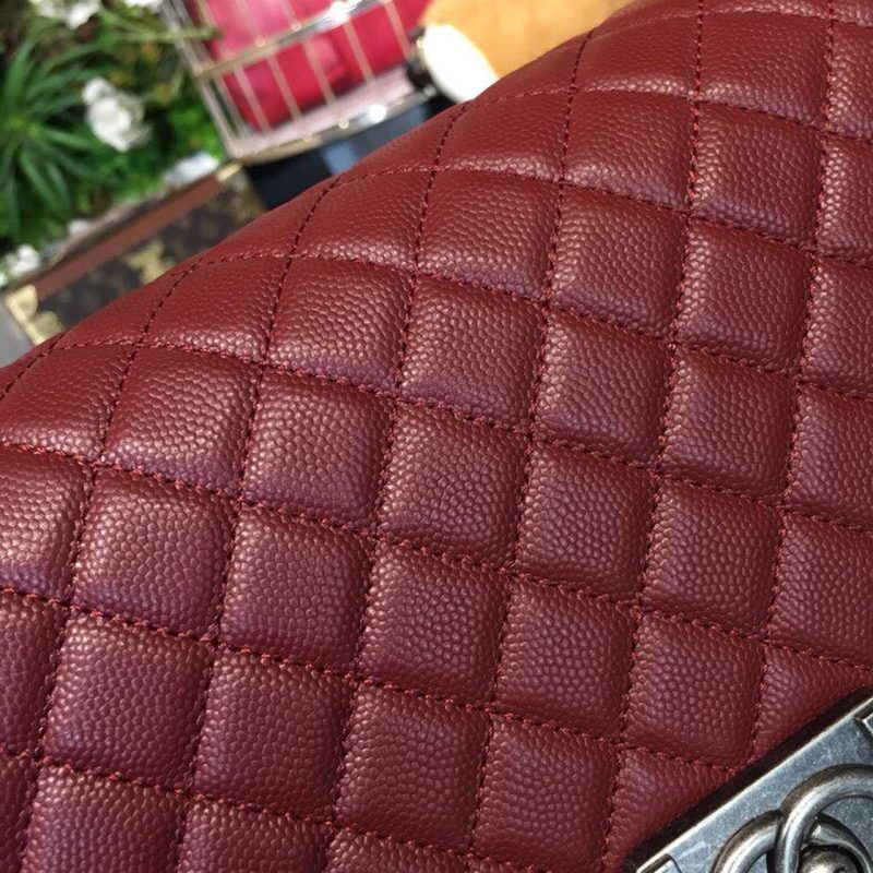 CHL Boy Handbag Silver Hardware Burgundy For Women, Women’s Bags, Shoulder And Crossbody Bags 9.8in/25cm A67086 - Image 10