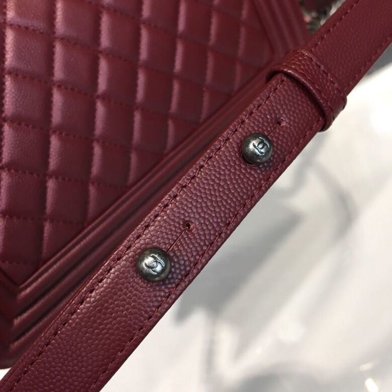 CHL Boy Handbag Silver Hardware Burgundy For Women, Women’s Bags, Shoulder And Crossbody Bags 9.8in/25cm A67086 - Image 9