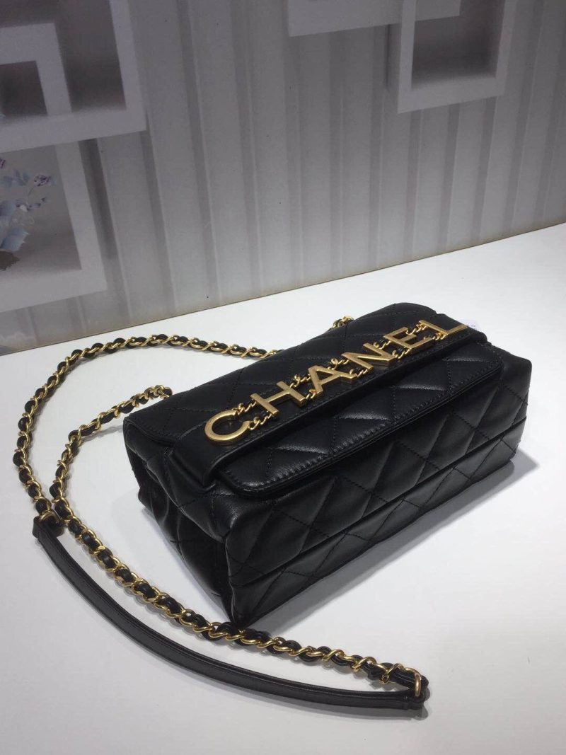 CHLFront Logo Small Flap Bag Gold Hardware Black For Women, Women’s Handbags, Shoulder Bags 8.2in/21cmAS1490 - Image 4