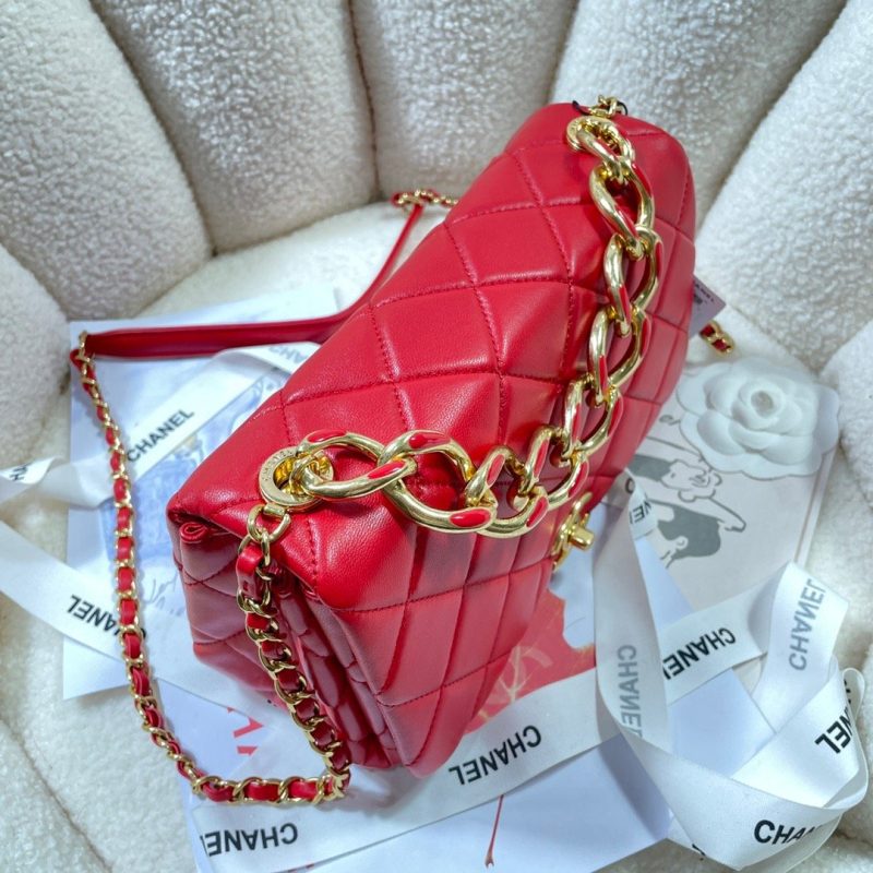 CHLLarge Flap Bag Gold Hardware Red For Women, Women’s Handbags, Shoulder Bags 9.1in/23cm AS3367 - Image 8