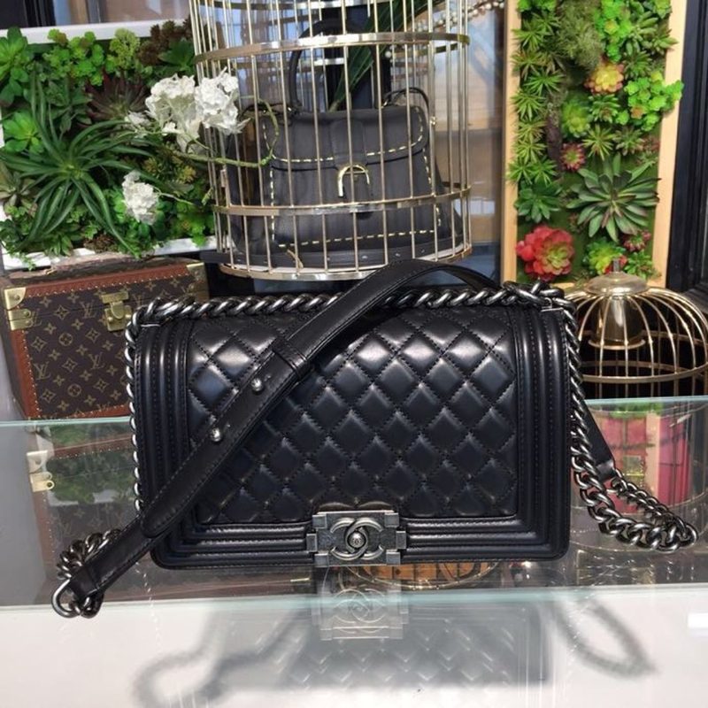 CHL Boy Handbag Silver Hardware Black For Women, Women’s Bags, Shoulder And Crossbody Bags 9.8in/25cm A67086 - Image 2