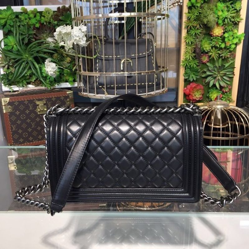 CHL Boy Handbag Silver Hardware Black For Women, Women’s Bags, Shoulder And Crossbody Bags 9.8in/25cm A67086 - Image 5