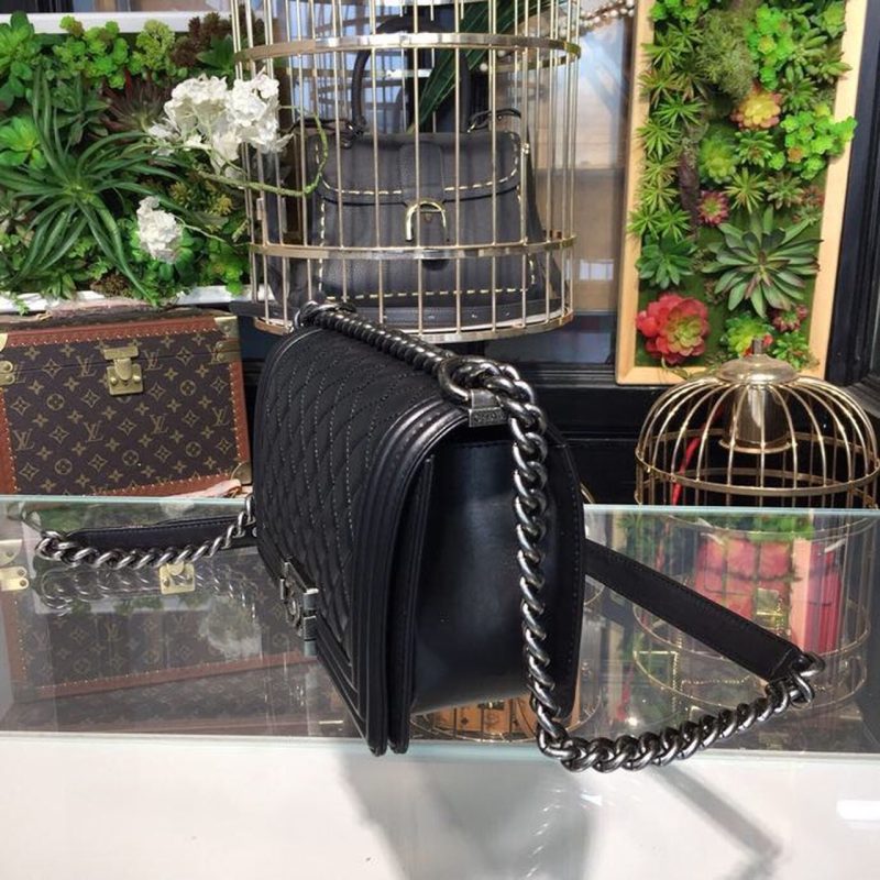CHL Boy Handbag Silver Hardware Black For Women, Women’s Bags, Shoulder And Crossbody Bags 9.8in/25cm A67086 - Image 9