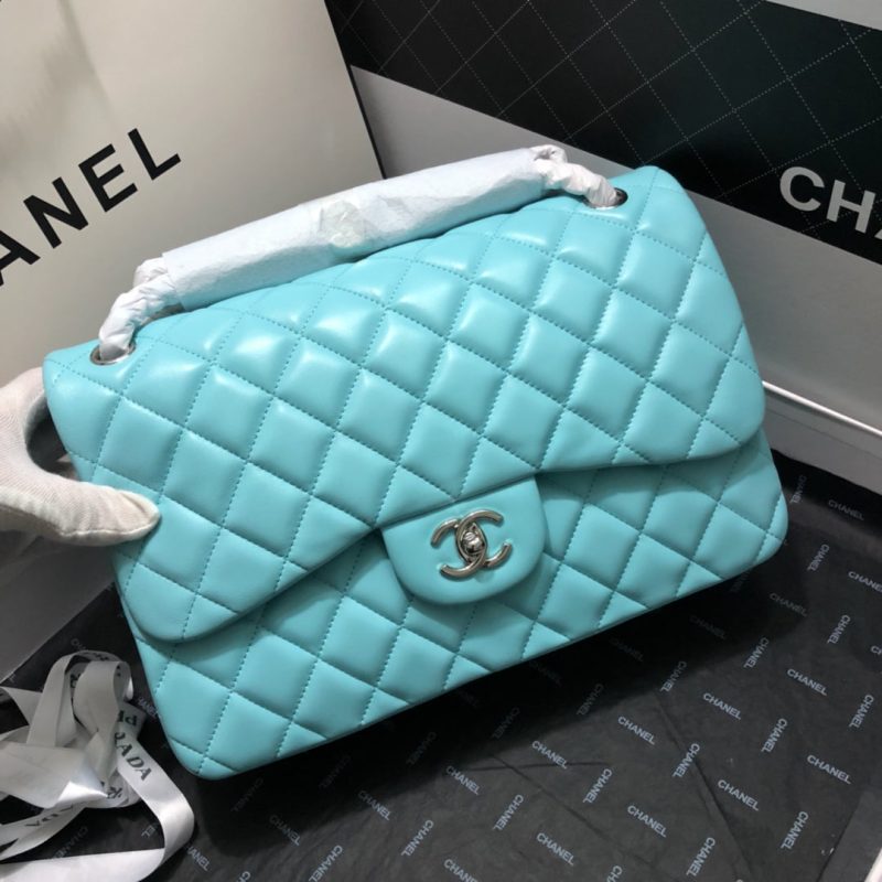 CHLLarge Classic Handbag Silver Hardware Blue For Women, Women’s Handbags, Shoulder Bags 11.8in/30cm - Image 4