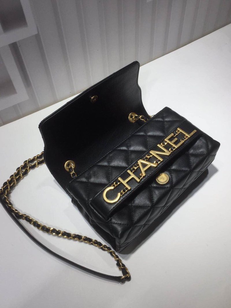 CHLFront Logo Small Flap Bag Gold Hardware Black For Women, Women’s Handbags, Shoulder Bags 8.2in/21cmAS1490 - Image 6