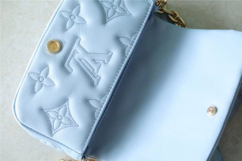 LV Wallet On Strap Bubblegram Monogram In Wallets and Small Leather Goods For Women Bleu Glacier Blue 7.9in/20cm LV M81399 - Image 7