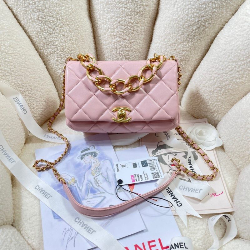 CHL Flap Bag Gold Hardware PiNike For Women, Women’s Handbags, Shoulder Bags 7.9in/20cm AS3366