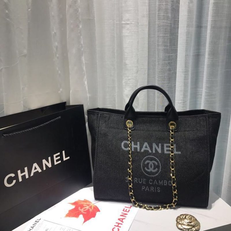 CHL Deauville Tote Canvas Bag Black/Grey/Multi For Women 14.9in/38cm - Image 3