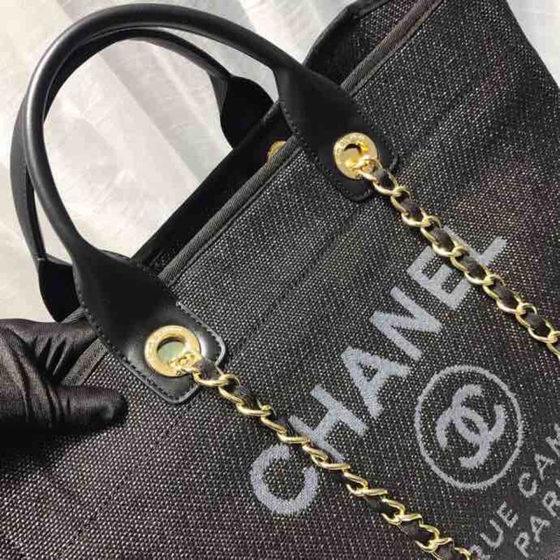 CHL Deauville Tote Canvas Bag Black/Grey/Multi For Women 14.9in/38cm - Image 5