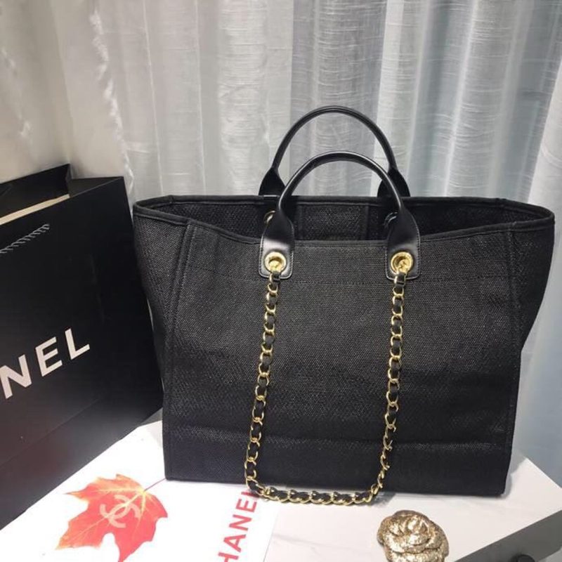 CHL Deauville Tote Canvas Bag Black/Grey/Multi For Women 14.9in/38cm - Image 8