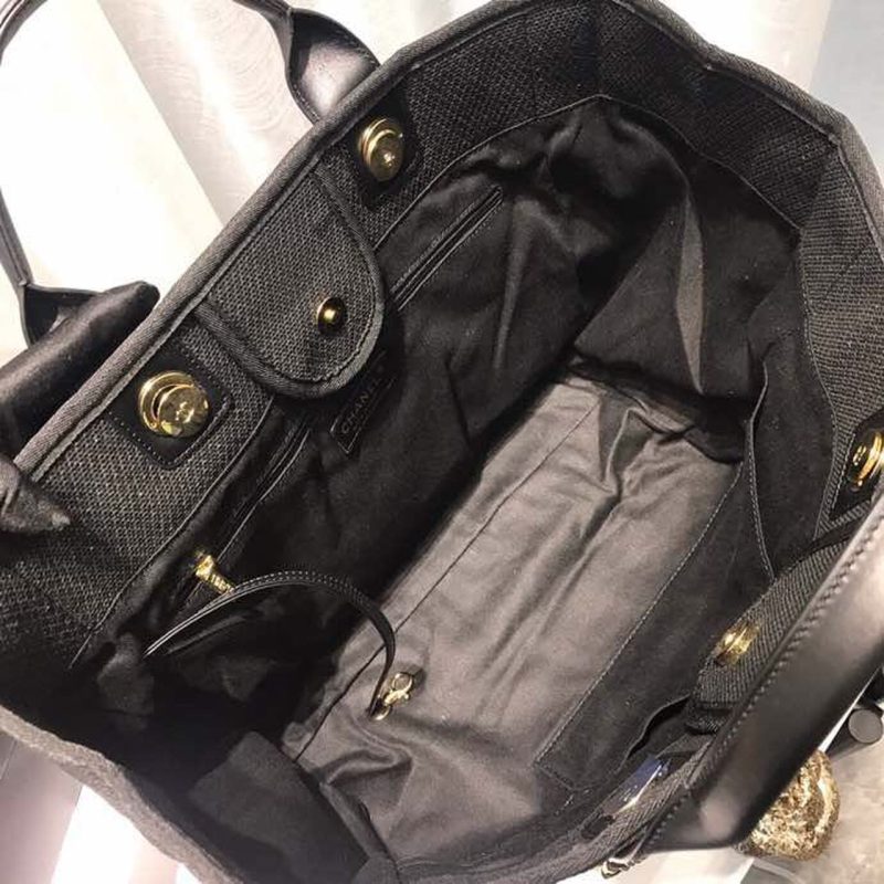 CHL Deauville Tote Canvas Bag Black/Grey/Multi For Women 14.9in/38cm - Image 7