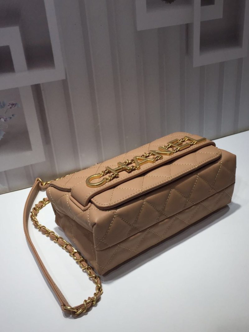 CHLFront Logo Small Flap Bag Gold Hardware Apricot For Women, Women’s Handbags, Shoulder Bags 8.2in/21cm AS1490 - Image 4