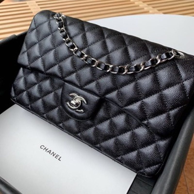 CHL Classic Handbag Silver Hardware Black For Women, Women’s Bags, Shoulder And Crossbody Bags 10.2in/26cm A01112 - Image 3
