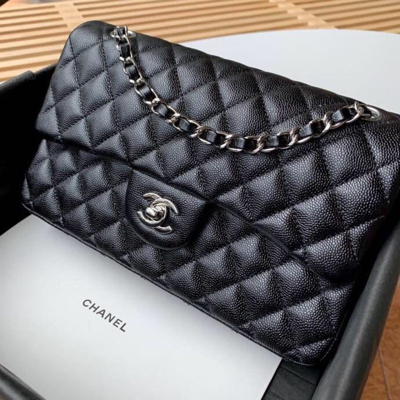 CHL Classic Handbag Silver Hardware Black For Women, Women’s Bags, Shoulder And Crossbody Bags 10.2in/26cm A01112 - Image 10