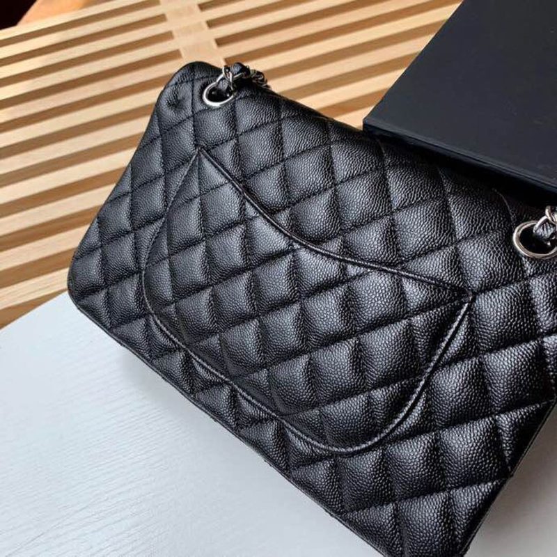 CHL Classic Handbag Silver Hardware Black For Women, Women’s Bags, Shoulder And Crossbody Bags 10.2in/26cm A01112 - Image 9