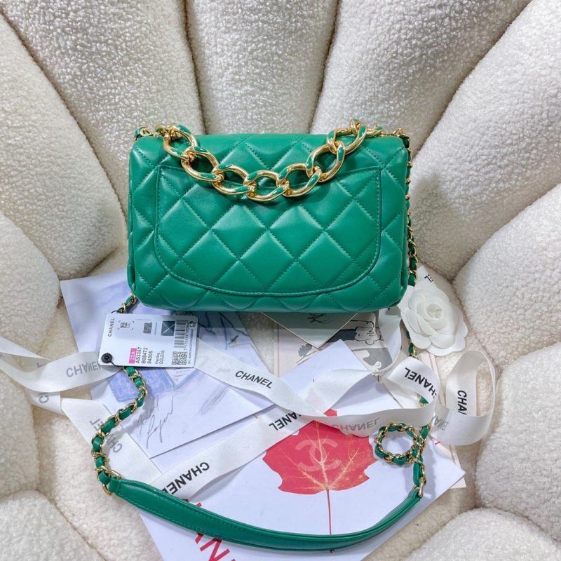 CHLLarge Flap Bag Gold Hardware Green For Women, Women’s Handbags, Shoulder Bags 9.1in/23cm AS3367 - Image 7