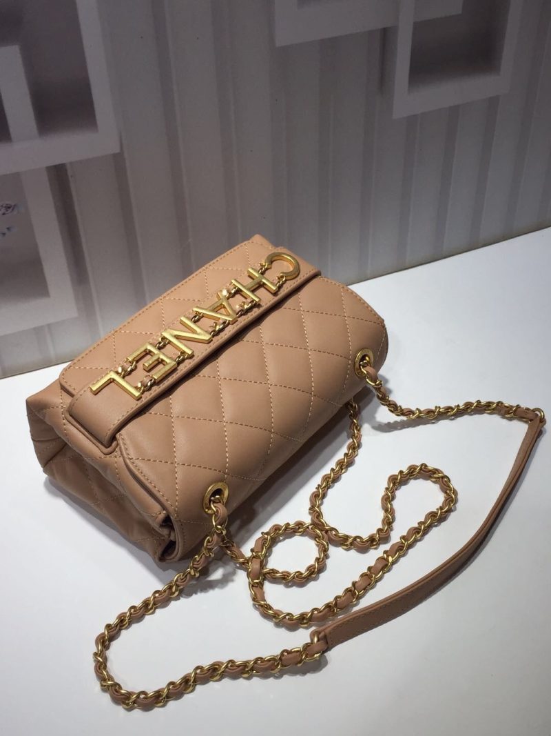 CHLFront Logo Small Flap Bag Gold Hardware Apricot For Women, Women’s Handbags, Shoulder Bags 8.2in/21cm AS1490 - Image 3