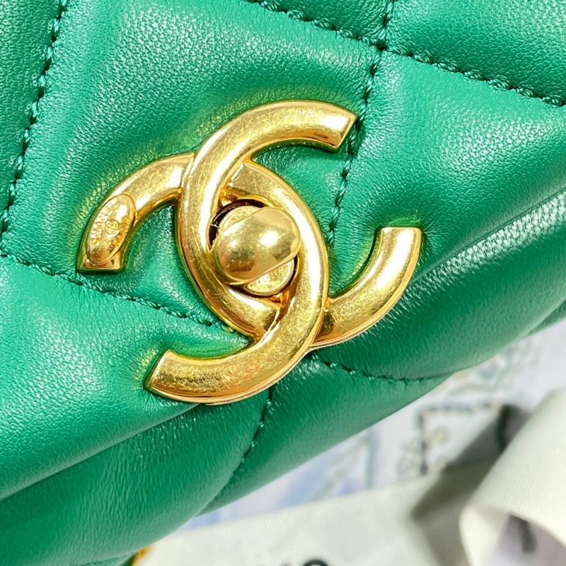 CHL Flap Bag Gold Hardware Green For Women, Women’s Handbags, Shoulder Bags 7.9in/20cm AS3366 - Image 8