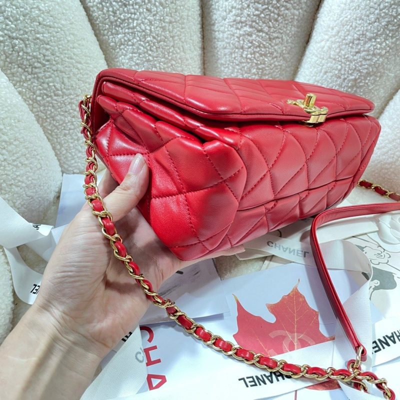 CHLLarge Flap Bag Gold Hardware Red For Women, Women’s Handbags, Shoulder Bags 9.1in/23cm AS3367 - Image 9