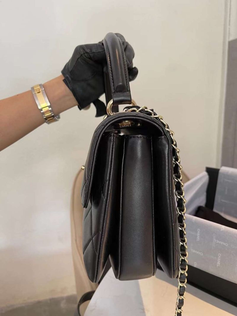 CHL Classic Flap Bag Gold Toned Hardware Black 9.8in/25cm - Image 4