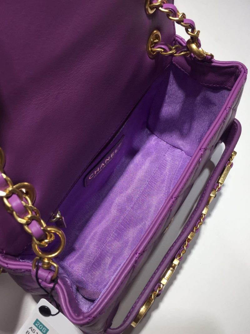 CHLFront Logo Small Flap Bag Gold Hardware Purple For Women, Women’s Handbags, Shoulder Bags 8.2in/21cm AS1490 - Image 3